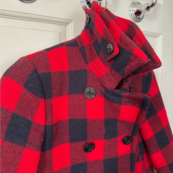 J.Crew Red Buffalo Check Wool Coat - Picture 3 of 6
